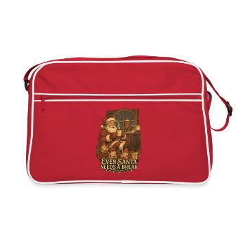 Weihnachtsmann Pause am Kamin - Retro Tasche - Rot/Weiß - Vorne