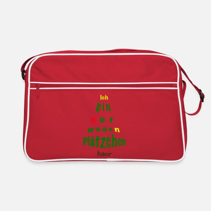 Ich bin nur wegen Plätzchen hier - Retro Tasche - Rot/Weiß