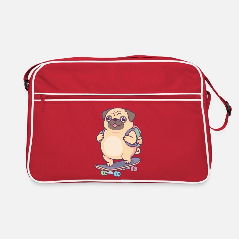 Pug Skateboard Backpack Retro Bag