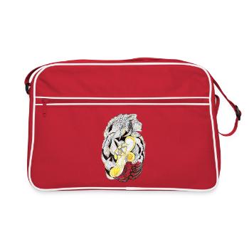 Ornamental circle feather wings - Retro Bag - red/white - Front