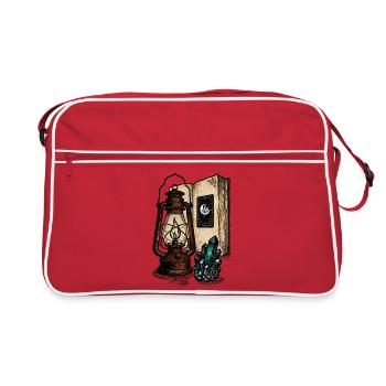 Lantern, Book and Crystals - Retro Bag - red/white - Front