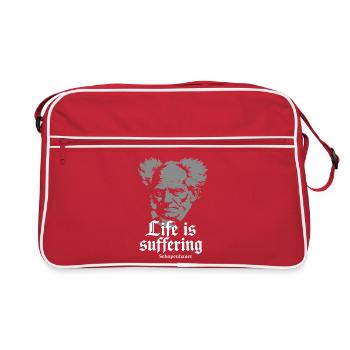Life is Suffering: Schopenhauer Tee - Retro Bag - red/white - Front