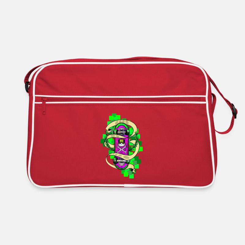 Neon Skull Skateboard Graffiti Retro Bag
