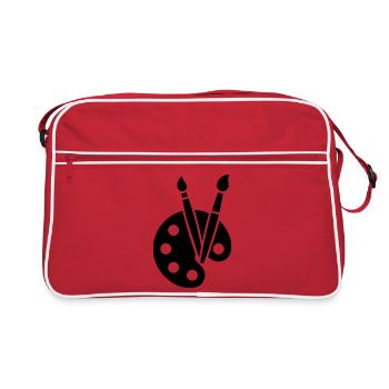 Peinture, palette de couleurs, pinceau, icône artistique - Sac Retro - rouge/blanc - Devant