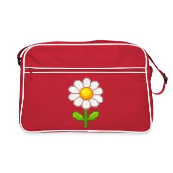 Pixelige Daisy Blume Illustration - Retro Tasche - Rot/Weiß - Vorne