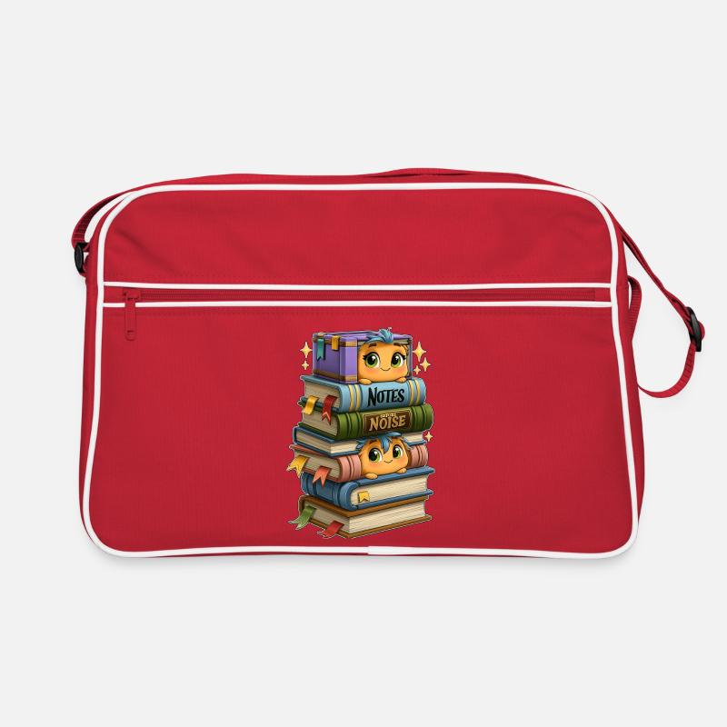 Bücherstapel mit Vögeln Retro Tasche