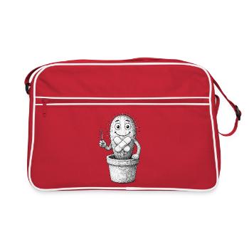 Bandaged Whimsical Cactus - Retro Bag - red/white - Front