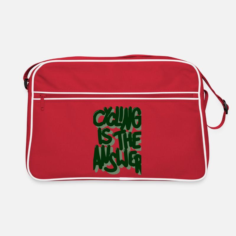 Cycling is the answer dunkelgruen - Retro Tasche - Rot/Weiß