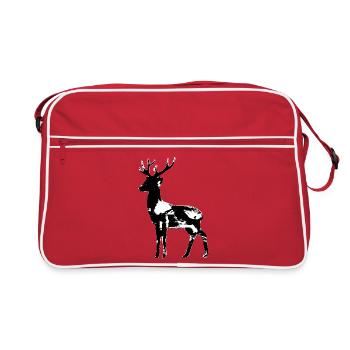 Hirsch Vintage - Retro Tasche - Rot/Weiß - Vorne