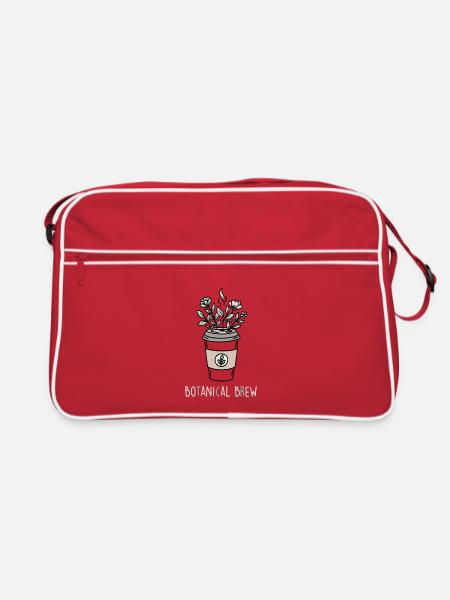 Botanischer Kaffeezauber - Retro Tasche - Rot/Weiß
