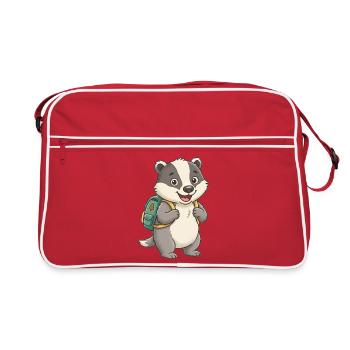Waldfreund Dachs mit Rucksack - Retro Tasche - Rot/Weiß - Vorne