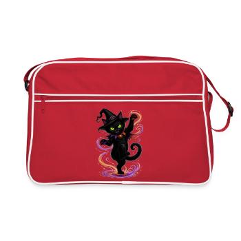 Halloween black cat dancing - Retro Tasche - Rot/Weiß - Vorne
