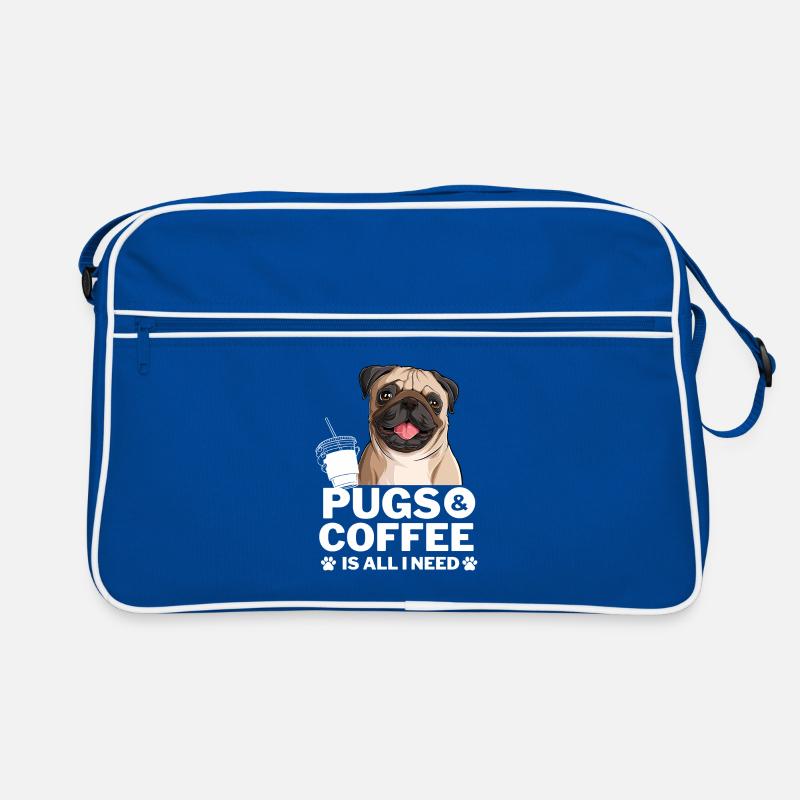 Cute Laughing Pug & Coffee Design Retro Bag