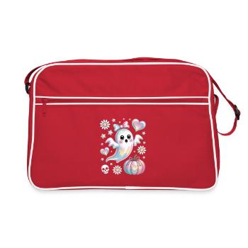 Pastellgeist mit Kürbis - Retro Tasche - Rot/Weiß - Vorne