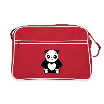 Cadeau Kawaii Panda Bear Kawaii - Sac Retro - rouge/blanc - Devant