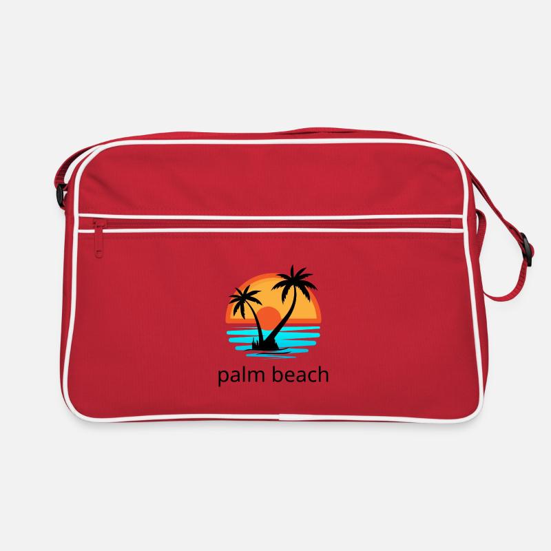 Sunset with palm trees. Palm Beach. Retro Bag