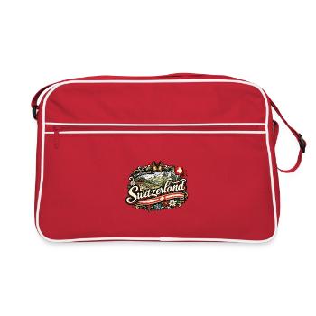 Vintage-Schweizer Alpen-Charme - Retro Tasche - Rot/Weiß - Vorne