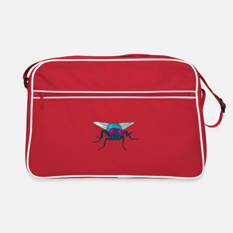Fliege Stubenfliege Insekt Muscidae - Retro Tasche - Rot/Weiß