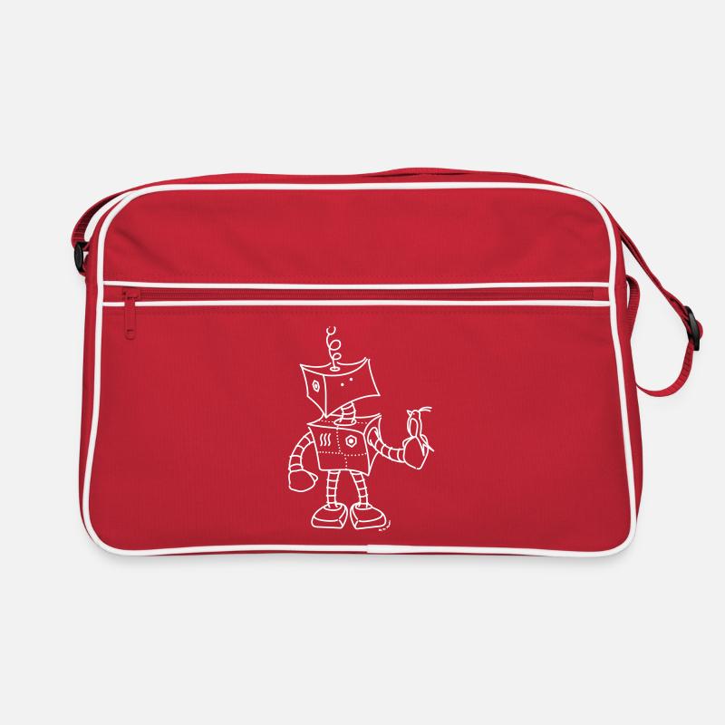Netter Roboter & Vogel Retro Tasche
