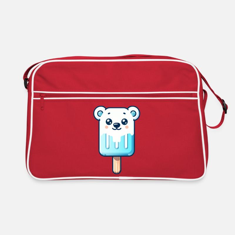 Ein Eis in Form eines lächelnden Eisbären Retro Tasche