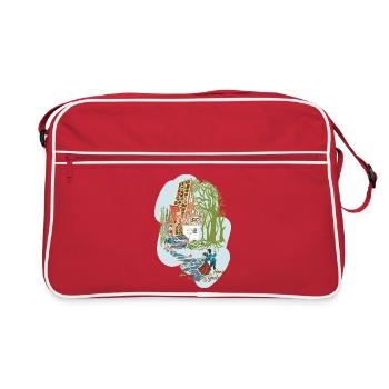 Hansel and Gretel in front of the witch's house - Retro Bag - red/white - Front