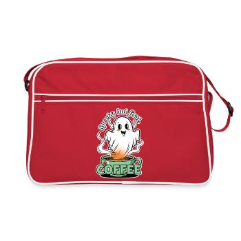 Spukiges Kaffeemotiv mit Kaffeegeist - Retro Tasche - Rot/Weiß - Vorne