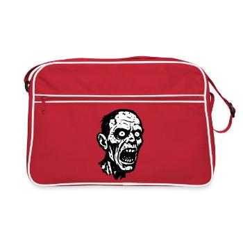 Screaming Zombie Head Print Halloween - Retro Bag - red/white - Front