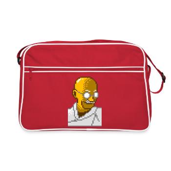 8bit pixel gandhi - Retro Tasche - Rot/Weiß - Vorne
