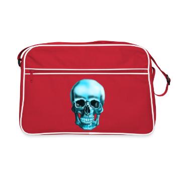 Blue skull neon print - Retro Bag - red/white - Front