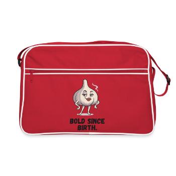 Caricature de la dame à l’ail - Courage depuis la naissance - Sac Retro - rouge/blanc - Devant