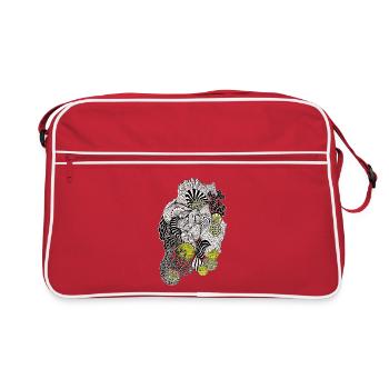 Fleur à motif organique jaune noir - Sac Retro - rouge/blanc - Devant