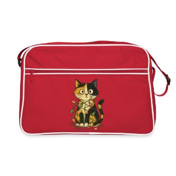 Chat dans les lumières de Noël - Sac Retro - rouge/blanc - Devant
