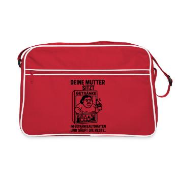 Lustiger Getränkeautomat – Deine Mutter Witz - Retro Tasche - Rot/Weiß - Vorne