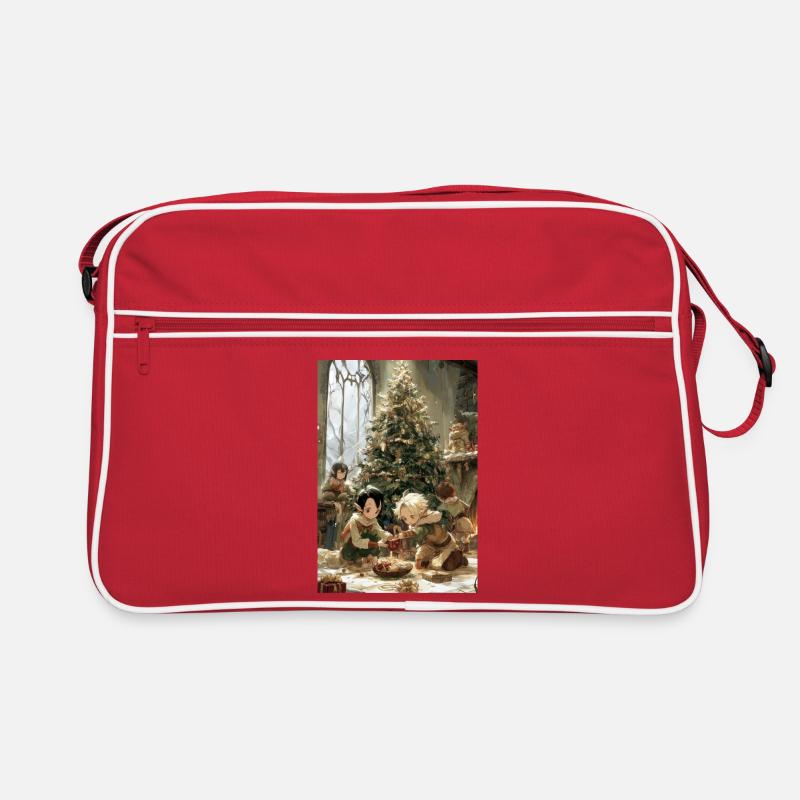 Kinder mit einem Feenbaum Retro Tasche