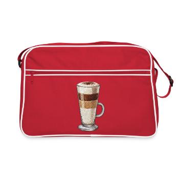 Latte macchiato im bestickten Look (bedruckt) - Retro Tasche - Rot/Weiß - Vorne