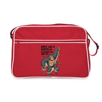 Bouldering Funny – Gorilla Cartoon Climbing Shirt - Retro Bag - red/white - Front