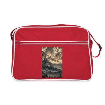 Paysage montagneux spectaculaire au crépuscule - Sac Retro - rouge/blanc - Devant