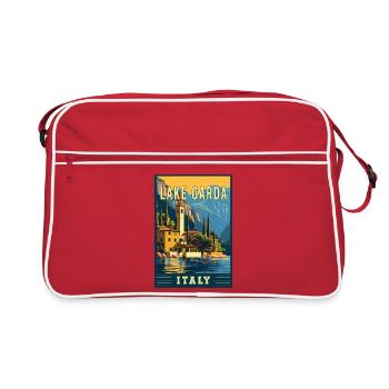 Découvrez la beauté du lac de Garde en Italie - Sac Retro - rouge/blanc - Devant