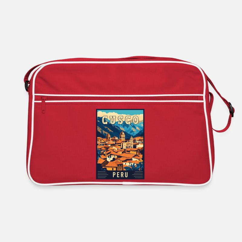 Experience Vibrant Cusco in Peru - Travel Art - Retro Bag - red/white