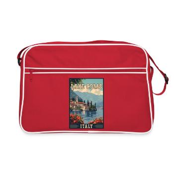 Découvrez une vue majestueuse sur le lac de Côme en Italie - Sac Retro - rouge/blanc - Devant