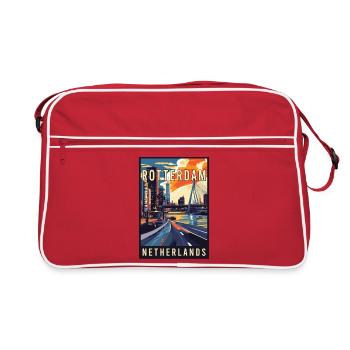 Découvrez la magnifique Rotterdam aux Pays-Bas - Sac Retro - rouge/blanc - Devant