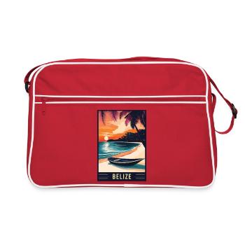 Entdecken Sie das tropische Paradies von Belize - Retro Tasche - Rot/Weiß - Vorne