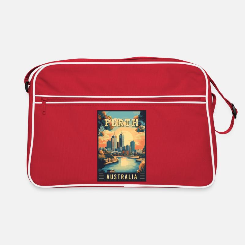 Entdecken Sie City by the Swan River Perth in Australien Retro Tasche