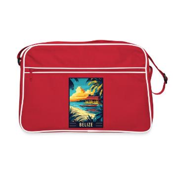 Entdecken Sie das tropische Paradies von Belize - Retro Tasche - Rot/Weiß - Vorne