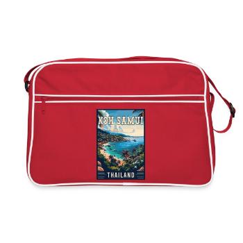 Entdecken Sie das Paradies in Koh Samui in Thailand - Retro Tasche - Rot/Weiß - Vorne