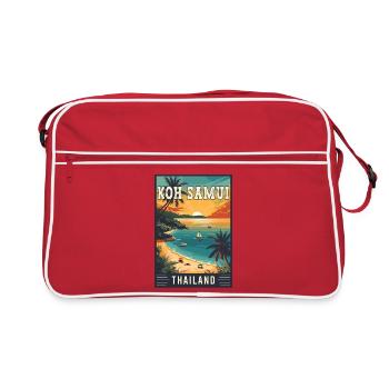Entdecken Sie das Paradies in Koh Samui in Thailand - Retro Tasche - Rot/Weiß - Vorne
