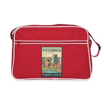 Explore Skyline of Pittsburgh in Pennsylvania - Retro Bag - red/white - Front