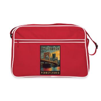 Experience Skyline of Pittsburgh in Pennsylvania - Retro Bag - red/white - Front