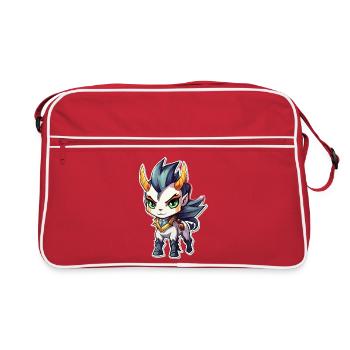 Chibi Dämonenpferd - Retro Tasche - Rot/Weiß - Vorne