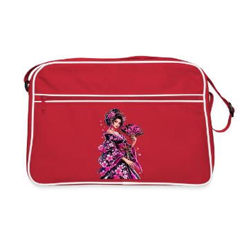 Art du kimono fleur de geisha - Sac Retro - rouge/blanc - Devant